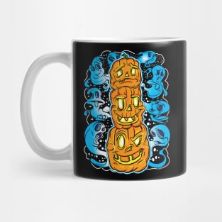 Jack-O-Lantern Pumpkin Totem with Ghosts by eShirtlabs Mug